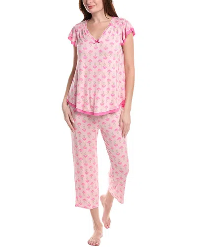 Ellen Tracy 2pc Cropped Pajama Set In Pink