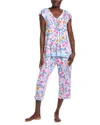 Ellen Tracy 2pc Cropped Pant & Top Pajama Set In Brown