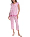 Ellen Tracy 2pc Top & Cropped Pant Sleep Set In Pink