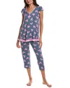 Ellen Tracy 2pc Top & Cropped Pant Sleep Set In Pink