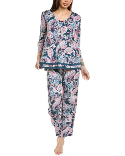 Ellen Tracy 2pc Top & Pant Pajama Set In Blue