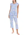 Ellen Tracy 2pc Top & Pant Pajama Set In Blue