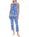 Ellen Tracy 2pc Top & Pant Pajama Set In Blue