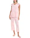 Ellen Tracy 2pc Top & Pant Pajama Set In Pink