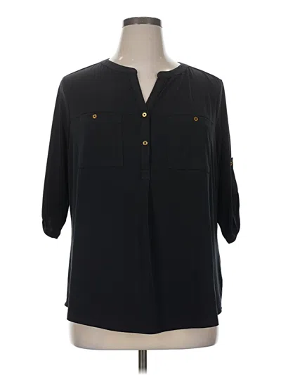 Pre-owned Ellen Tracy 3/4 Sleeve Blouse In Black