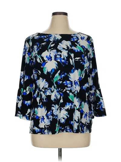 Pre-owned Ellen Tracy 3/4 Sleeve Blouse In Blue