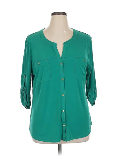 Pre-owned Ellen Tracy 3/4 Sleeve Blouse In Blue