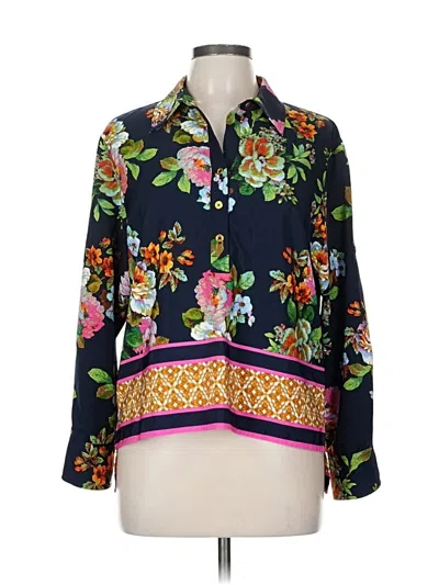 Pre-owned Ellen Tracy 3/4 Sleeve Blouse In Blue