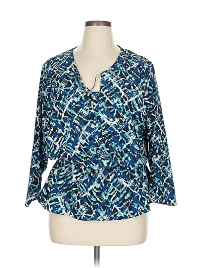Pre-owned Ellen Tracy 3/4 Sleeve Blouse In Blue