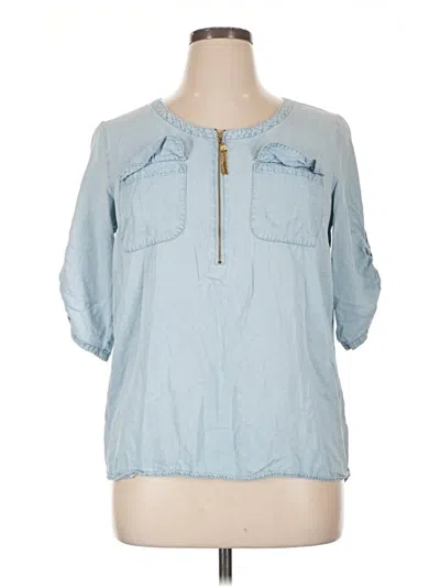 Pre-owned Ellen Tracy 3/4 Sleeve Blouse In Blue