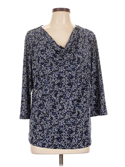 Pre-owned Ellen Tracy 3/4 Sleeve Blouse In Blue