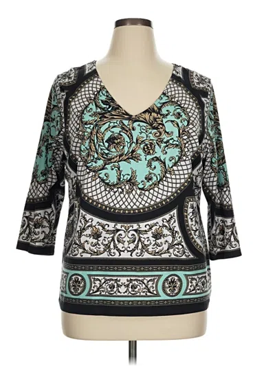 Pre-owned Ellen Tracy 3/4 Sleeve Blouse In Blue