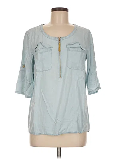 Pre-owned Ellen Tracy 3/4 Sleeve Blouse In Blue