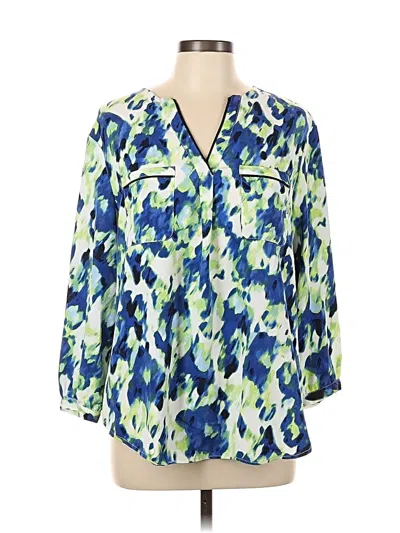 Pre-owned Ellen Tracy 3/4 Sleeve Blouse In Blue