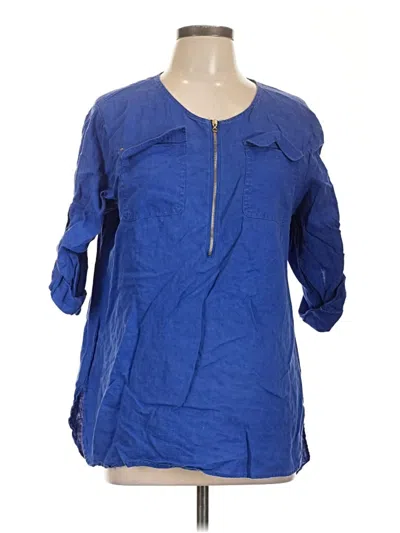 Pre-owned Ellen Tracy 3/4 Sleeve Blouse In Blue