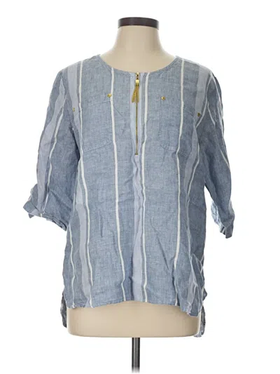 Pre-owned Ellen Tracy 3/4 Sleeve Blouse In Blue