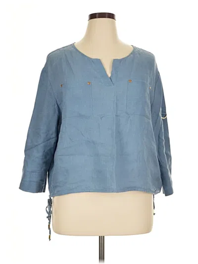 Pre-owned Ellen Tracy 3/4 Sleeve Blouse In Blue