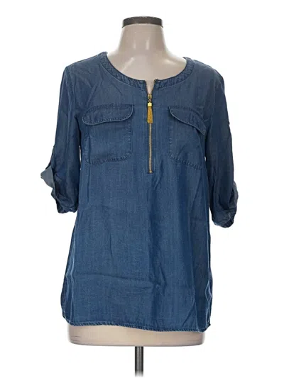 Pre-owned Ellen Tracy 3/4 Sleeve Blouse In Blue