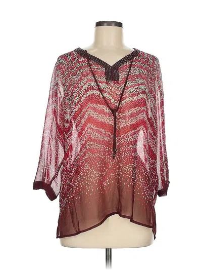 Pre-owned Ellen Tracy 3/4 Sleeve Blouse In Burgundy