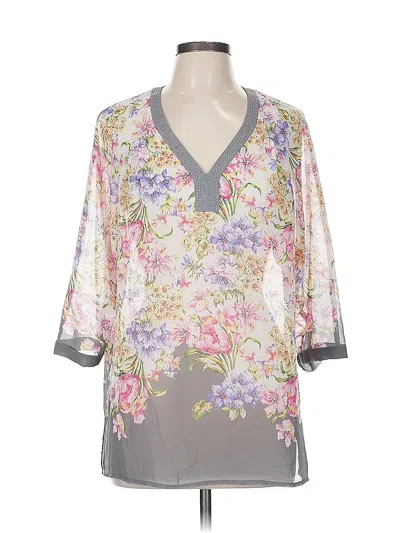 Pre-owned Ellen Tracy 3/4 Sleeve Blouse In Gray