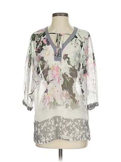 Pre-owned Ellen Tracy 3/4 Sleeve Blouse In Gray