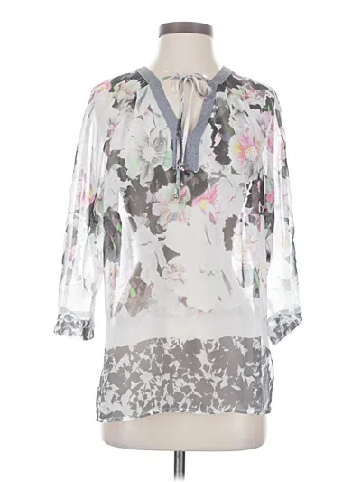 Pre-owned Ellen Tracy 3/4 Sleeve Blouse In Gray