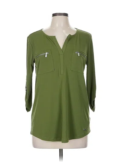Pre-owned Ellen Tracy 3/4 Sleeve Blouse In Green