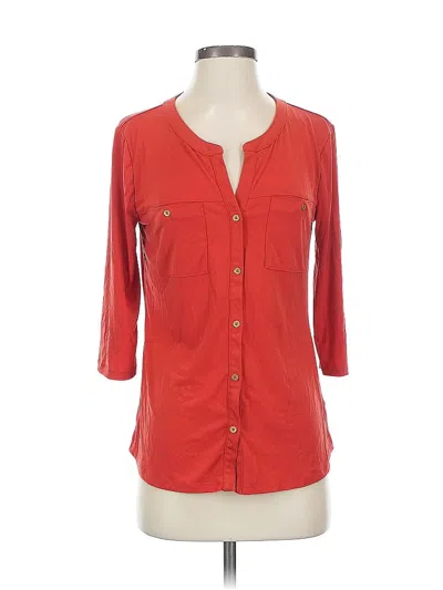 Pre-owned Ellen Tracy 3/4 Sleeve Blouse In Red