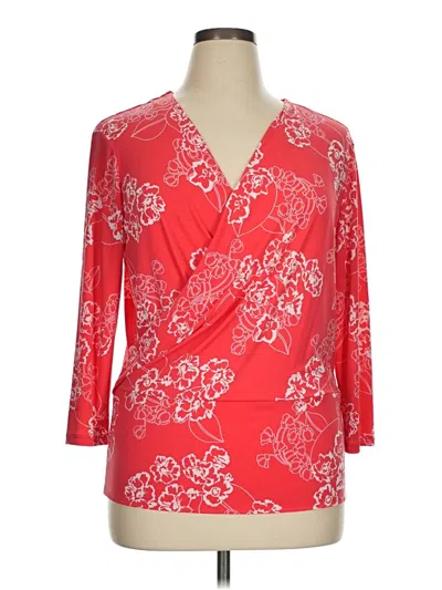 Pre-owned Ellen Tracy 3/4 Sleeve Blouse In Red