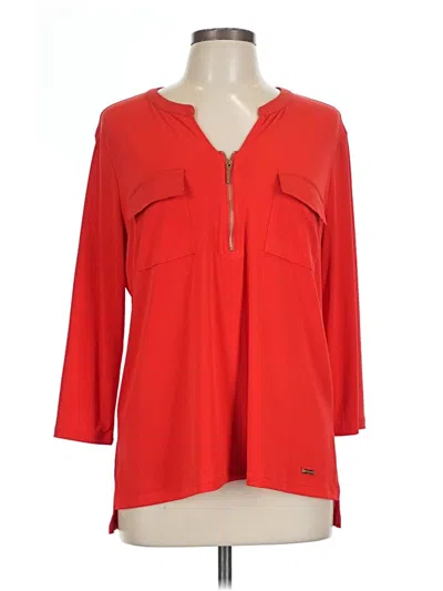 Pre-owned Ellen Tracy 3/4 Sleeve Blouse In Red