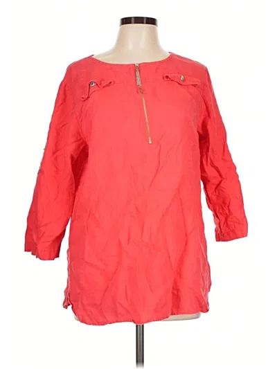 Pre-owned Ellen Tracy 3/4 Sleeve Blouse In Red