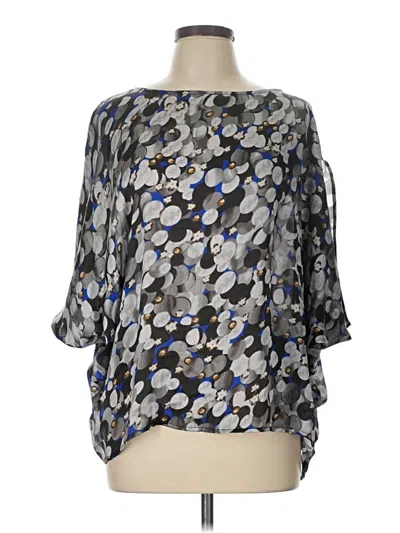 Pre-owned Ellen Tracy 3/4 Sleeve Blouse In Silver