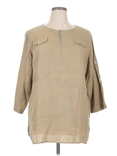 Pre-owned Ellen Tracy 3/4 Sleeve Blouse In Tan