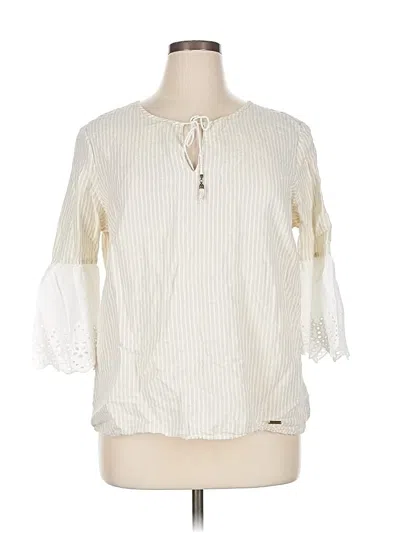 Pre-owned Ellen Tracy 3/4 Sleeve Blouse In White