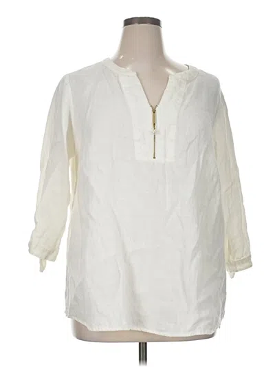 Pre-owned Ellen Tracy 3/4 Sleeve Blouse In White