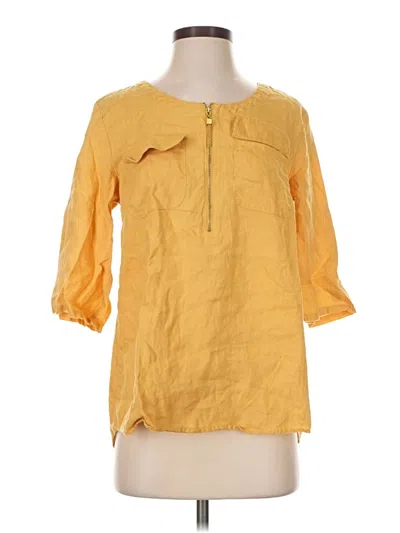 Pre-owned Ellen Tracy 3/4 Sleeve Blouse In Yellow