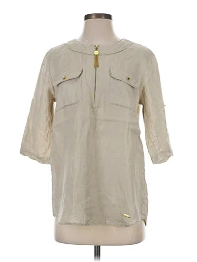 Pre-owned Ellen Tracy 3/4 Sleeve Button Down Shirt In Gray