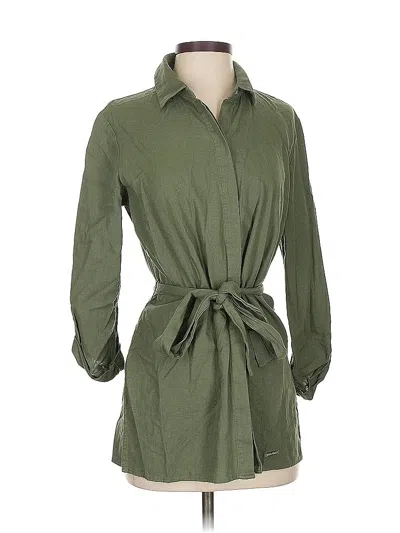 Pre-owned Ellen Tracy 3/4 Sleeve Button Down Shirt In Green