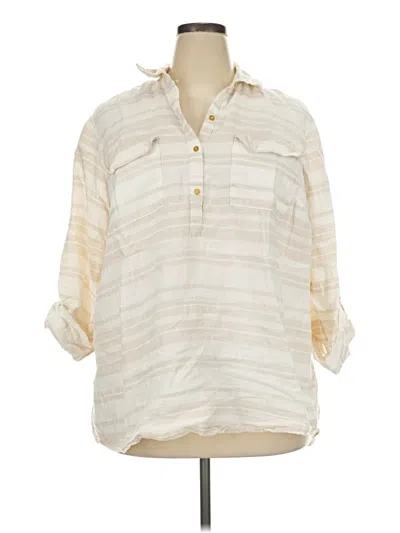 Pre-owned Ellen Tracy 3/4 Sleeve Button Down Shirt In Ivory