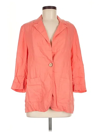 Pre-owned Ellen Tracy 3/4 Sleeve Button Down Shirt In Orange