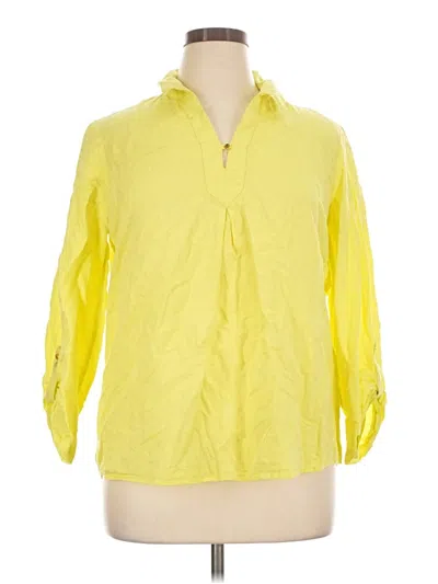 Pre-owned Ellen Tracy 3/4 Sleeve Button Down Shirt In Yellow