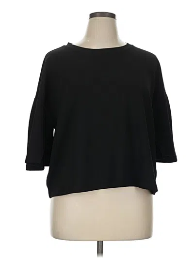 Pre-owned Ellen Tracy 3/4 Sleeve Top Black Boatneck Tops
