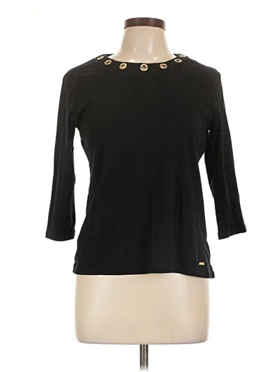 Pre-owned Ellen Tracy 3/4 Sleeve Top Black Boatneck Tops