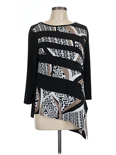 Pre-owned Ellen Tracy 3/4 Sleeve Top Black Boatneck Tops