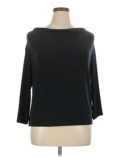 Pre-owned Ellen Tracy 3/4 Sleeve Top Black Boatneck Tops