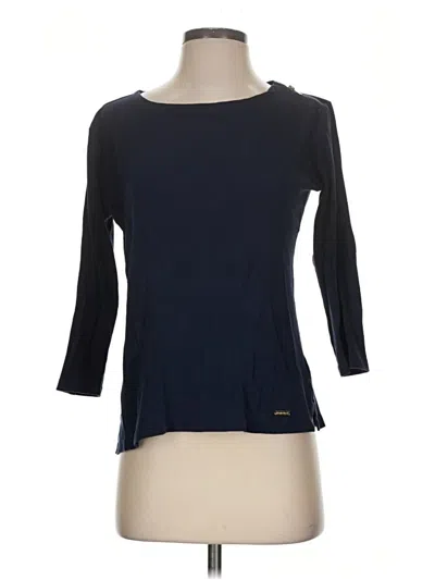 Pre-owned Ellen Tracy 3/4 Sleeve Top Black Boatneck Tops