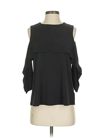 Pre-owned Ellen Tracy 3/4 Sleeve Top Black Cold Shoulder Neckline Tops