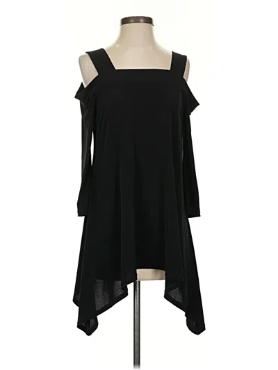 Pre-owned Ellen Tracy 3/4 Sleeve Top Black Cold Shoulder Neckline Tops