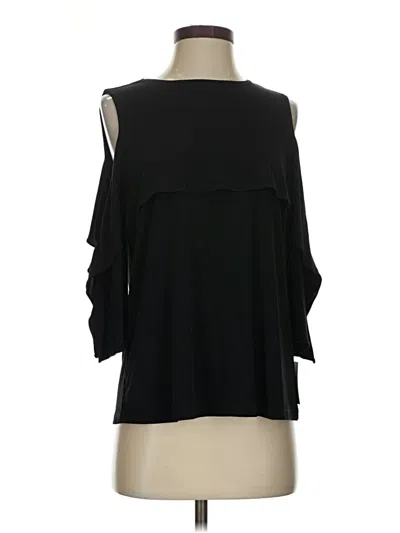 Pre-owned Ellen Tracy 3/4 Sleeve Top Black Cold Shoulder Neckline Tops
