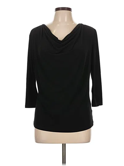 Pre-owned Ellen Tracy 3/4 Sleeve Top Black Cowl Neck Tops